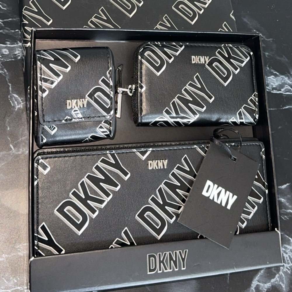 DKNY Women’s Casual Phoenix Box Set Classic Wallet Bi-Fold Wallet+Card+iPod Case - Picture 2 of 10